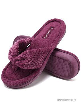Memory Foam Spa Thong Slippers Plush Velvet Lining Clog House